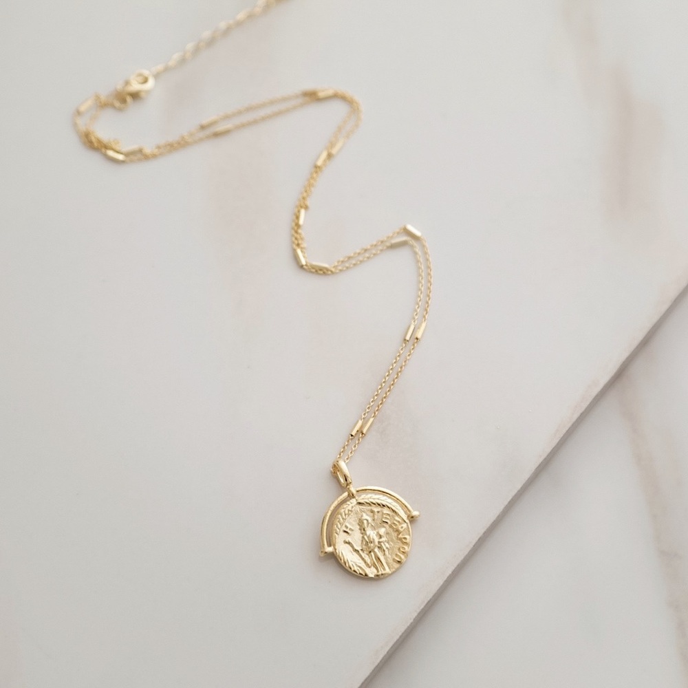 Greek Coin Necklace | 14k Gold Vermeil - Picture 2 of 8